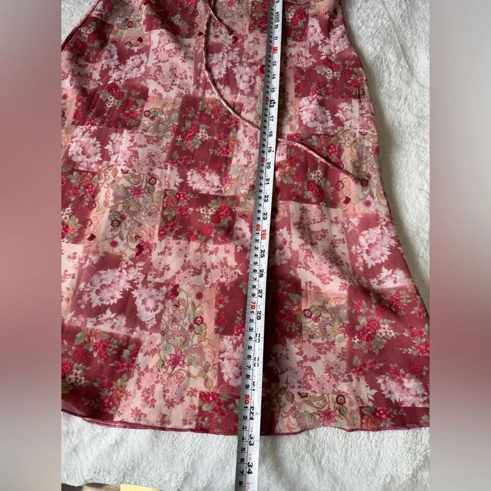 Vintage ARAMA Pink Floral Patchwork Slip Dress Lace Strap Cottagecore Size Small - Picture 10 of 12